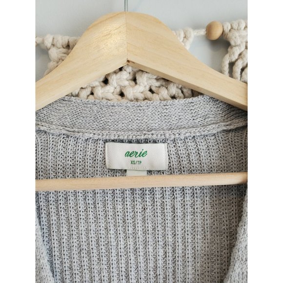 Aerie Gray Puff Sleeve Cropped Cardigan XS - Picture 5 of 6